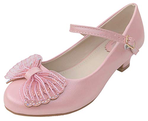 Chaussures de flamenco pour petite fille ton rose pastel avec noeud La Señorita