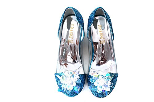 Chaussures bleues princesse avec paillettes bijoux et talons