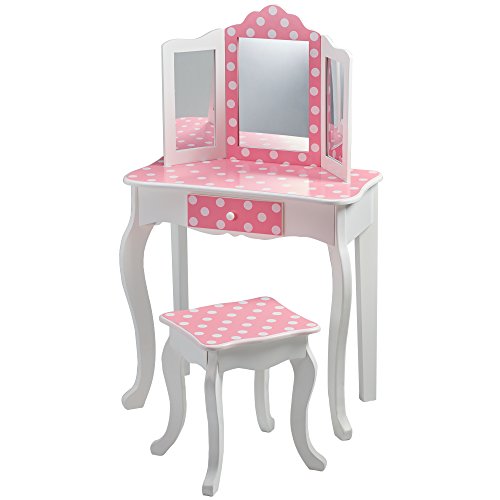 Coiffeuse style Minnie à pois rose et blanc pour fille girly