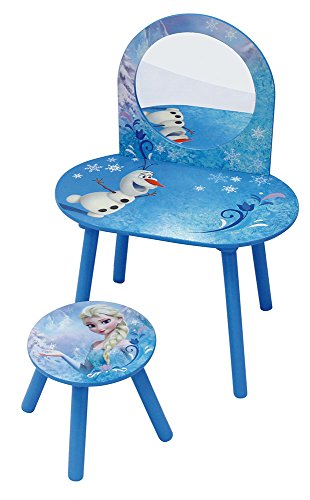 Coiffeuse reine des neiges Disney Elsa bleue avec tabouret