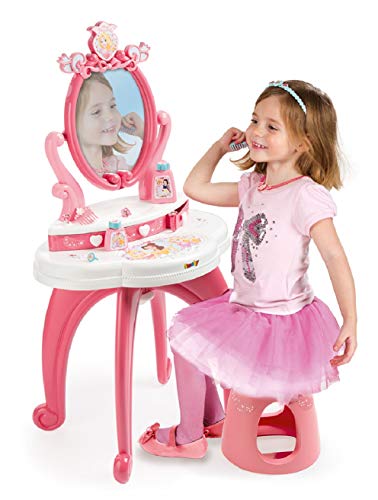 Coiffeuse princesse Disney Smoby de fabrication française blanche et rose