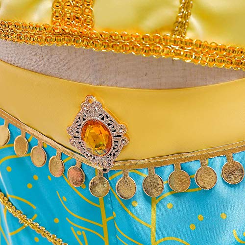 Costume de princesse Jasmine bleu et or avec bijoux