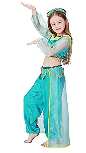 Costume de princesse Jasmine bleu vert