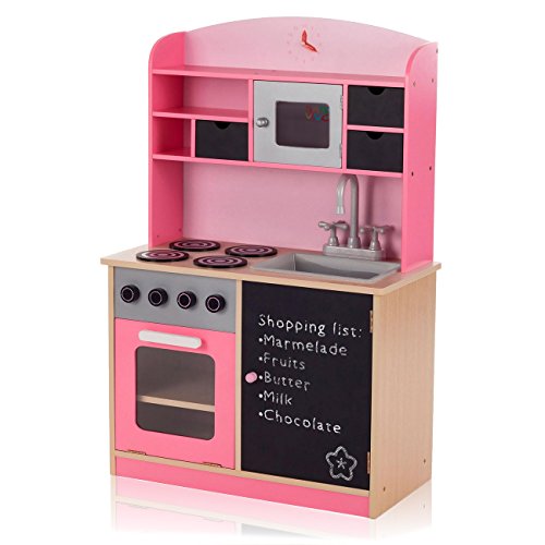 Cuisine en bois pour fille au look moderne et girly avec ardoise Baby Vivo