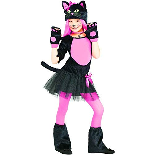 La robe tutu de petit chat de sorcière avec queue noire et rose avec petites oreilles
