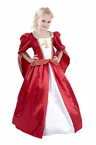 Robe princesse médiévale rouge et or pour fille pour festival médiéval