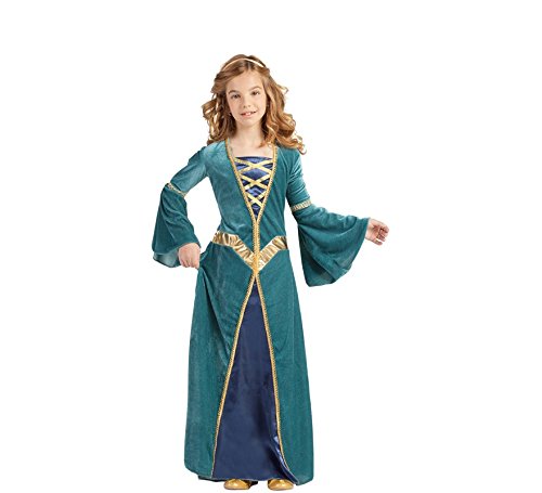 Robe princesse médiévale verte et bleue pour fille pour festival médiéval