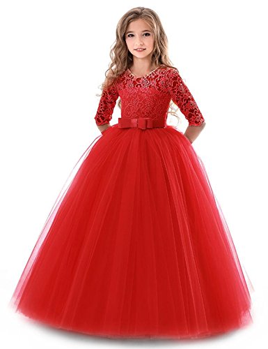 Robe princesse rouge bouffante avec dentelle