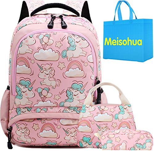 Cartable licorne Meisohua Rose pour le CP un best seller ses accessoires assortis : trousse et pack lunch