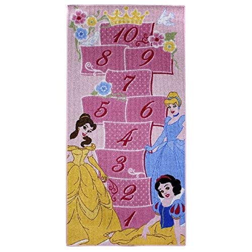 Tapis rose princesse façon marelle pour fille 80x160cm fabrication et norme européenne