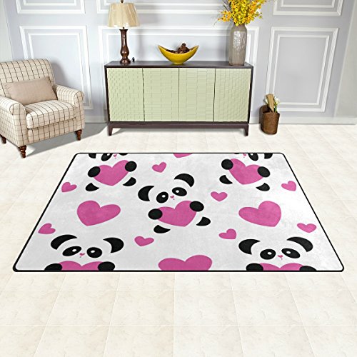 Tapis avec pandas et coeurs roses petit prix