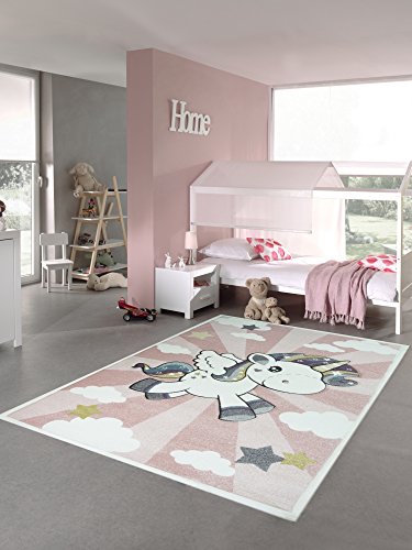 Grand tapis rose avec licorne en polypropylène différentes tailles dont XXL 200 x 290 cm