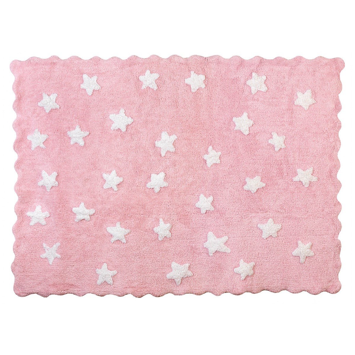 Très Grand Tapis rose moelleux avec étoiles blanches Lilipouce en coton