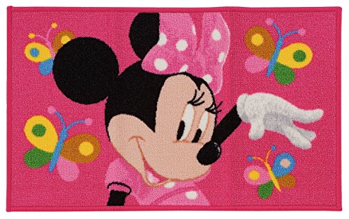 Tapis rose Minnie avec papillons 80 x 50 cm