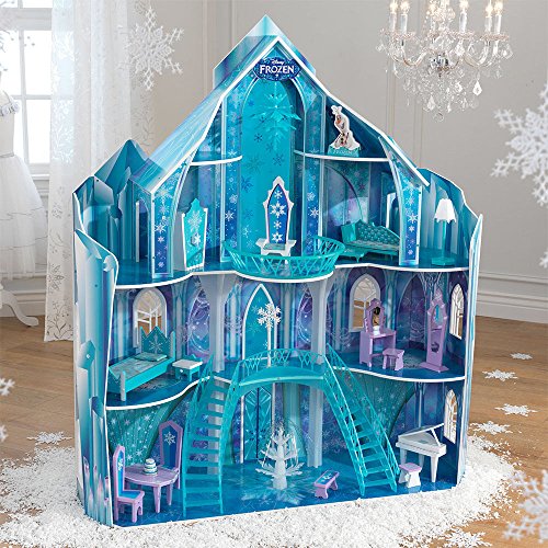 Grande Maison de poupée de la reine des neiges de Kidkraft en bois bleu avec escaliers de verre