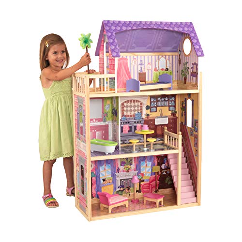Mega Maison de poupées en bois rose très girly Kidcraft style Villa avec terrasse