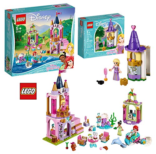 Le château de Raiponce avec 3 princesses : Aurora, Ariel et Tiana en lego
