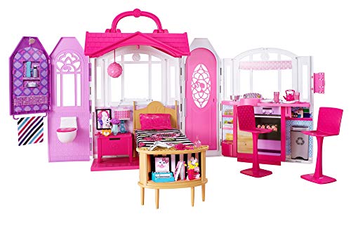 Maison de poupées Barbie portable avec mobilier moderne