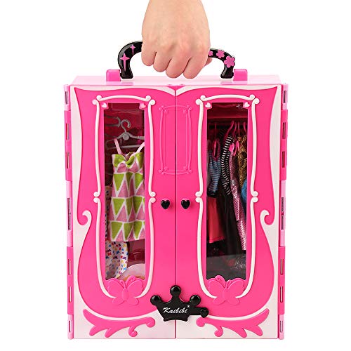 Dressing rose fushia girly portable pour vêtements de poupée style Barbie Fashionista 