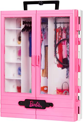 Dressing de rêve portable pour vêtements de poupée  Barbie Fashionista rose