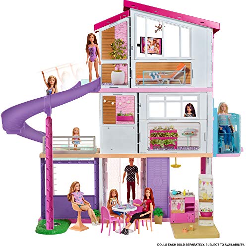Super grande maison de rêve pour poupée Barbie avec piscine et toboggan et garage pour la décapotable