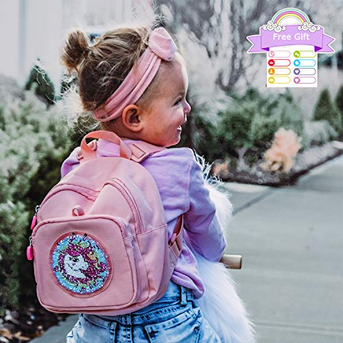 Mini sac à dos Mommore pour fillette de 1 à 3 ans avec licorne en sequins