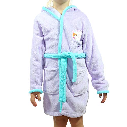 Peignoir avec capuche pour fille Elsa couleur mauve, taille de 4 à 8 ans en polaire