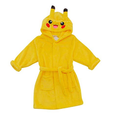 Peignoir Picachu Pokémon avec capuche et petits oreilles pour fille couleur jaune de 4 à 12 ans en polyester