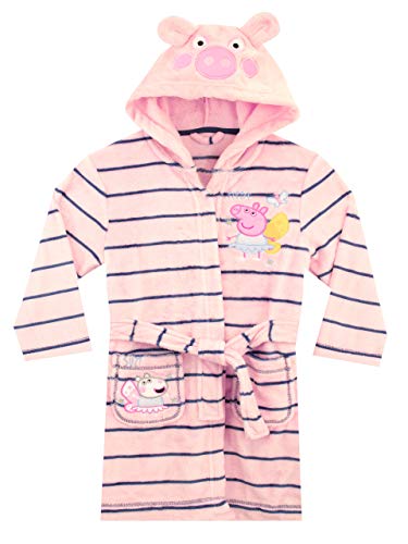 Peignoir rose Peppa avec capuche et rayures pour fille de 18 mois à 5 ans en polyester