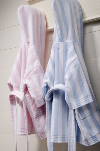 Peignoir de bain à rayures rose ou bleu Essix pour fille Petit bateau de 0 à 14 ans 100 % coton éponge jacquard velours