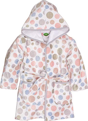 Peignoir avec capuche pour fille à pois multicolores couleur blanche de 2 à 9 ans