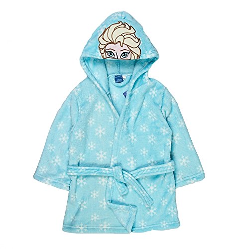  Peignoir pour fille  princesse Elsa Frozen couleur bleu turquoise motif flocons avec capuche