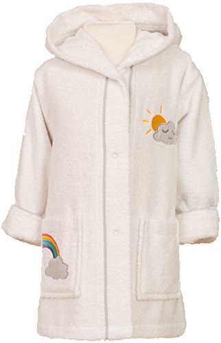 Peignoir avec brodure arc-en-ciel pour fille couleur blanche avec capuche