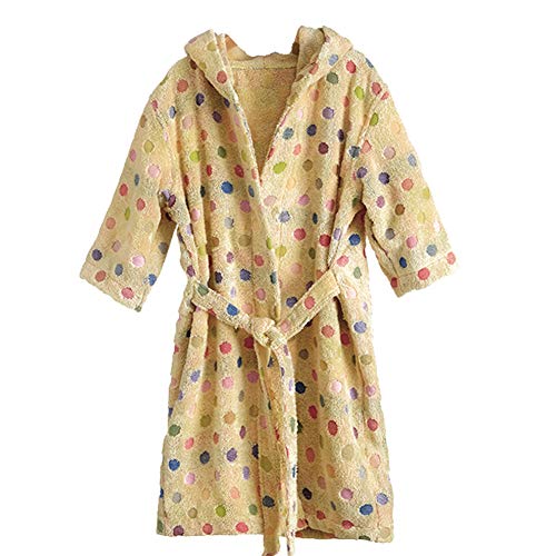 Peignoir avec capuche pour fille à petits  pois multicolores couleur jaune