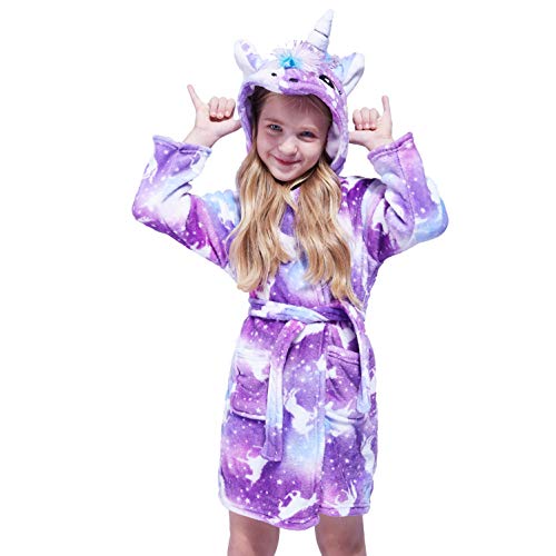 Peignoir licorne pour fille couleur violet Galaxy avec corne 3D et crinière de 5 à 18 ans