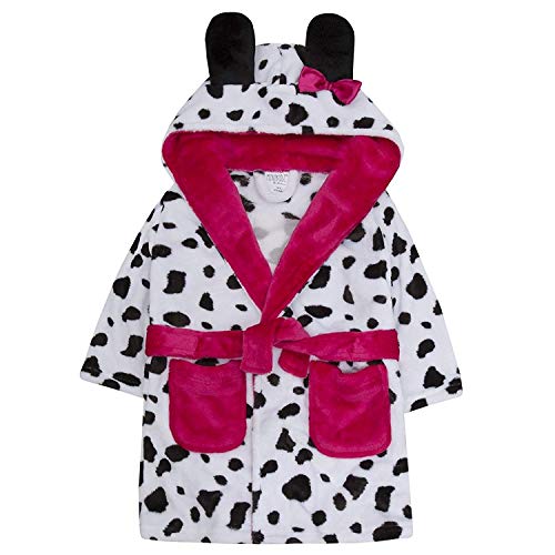 Peignoir chien dalmatien  Miikidz pour fille couleur blanc, noir et rouge, avec oreilles 3D pour fille de 2 ans à 6 ans avec petite queue