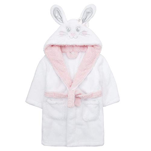 Peignoir lapin  Miikidz pour fille couleur blanche avec oreilles 3D pour fille de 2 ans à 6 ans