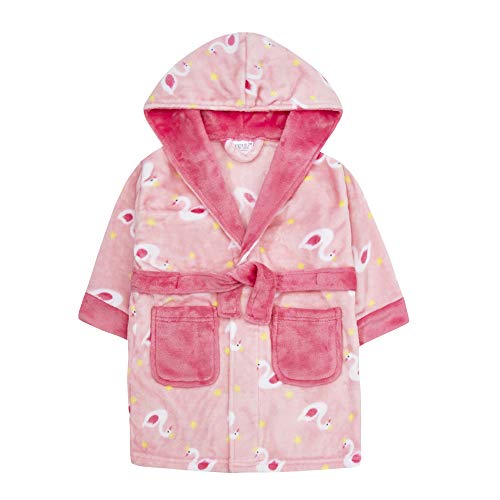 Peignoir avec capuche pour fille couleur rose imprimé Flamands roses Minikidz