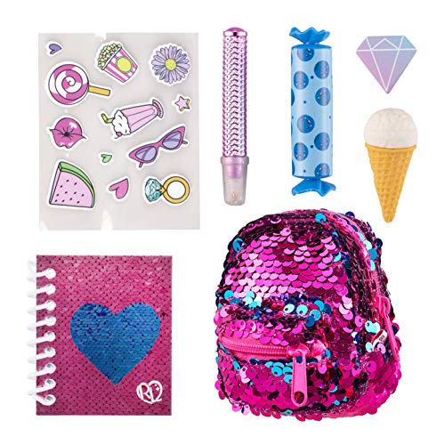 Petit sac à dos sequins violet Real Littles remplis d'accessoires pour fille