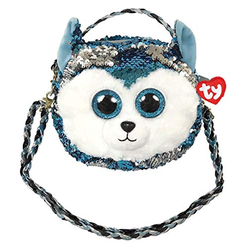 Petit sac à main peluche chien bleu Ty à paillettes et sequins original 