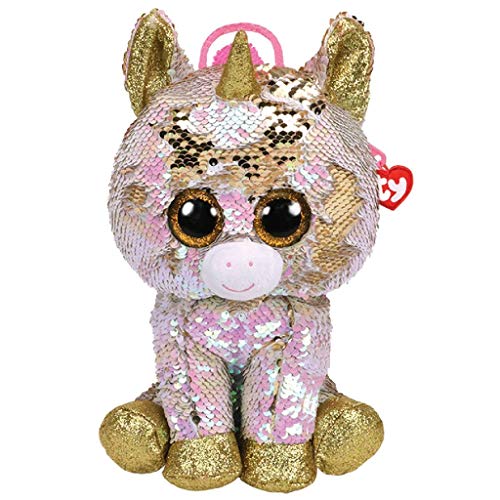 Petit sac à dos peluche licorne à paillettes et sequins original Ty