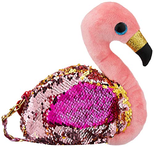 Petit sac à main peluche Flamant Rose Ty à paillettes et sequins original 