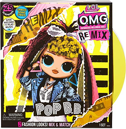 Boite surprise LOL contenant une poupée mannequin collectionnable Remix 80's BB, O.M.G. série Remix 