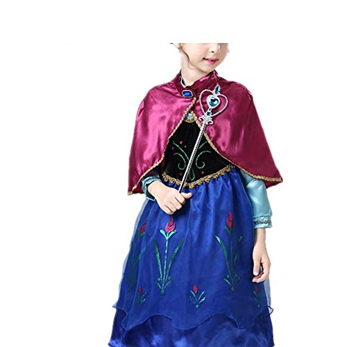 Robe Anna bleu foncé avec tulipes Cosplay Frozen