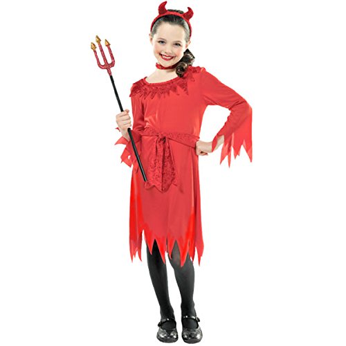 Robe de diablesse rouge, déguisement pour fille pour fête d'Halloween