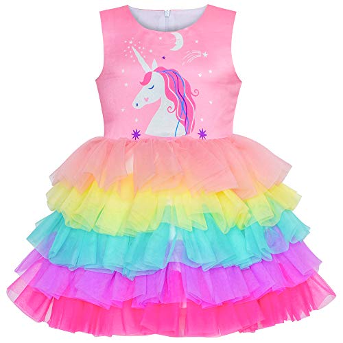 Robe tutu arc-en-ciel licorne pour fille