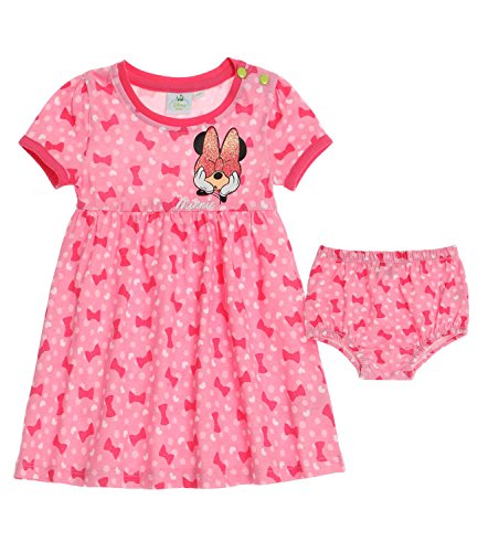 Robe Minnie bébé été rose avec culotte