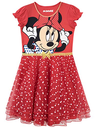 Robe Minnie à voile rouge pour petite fille élégante