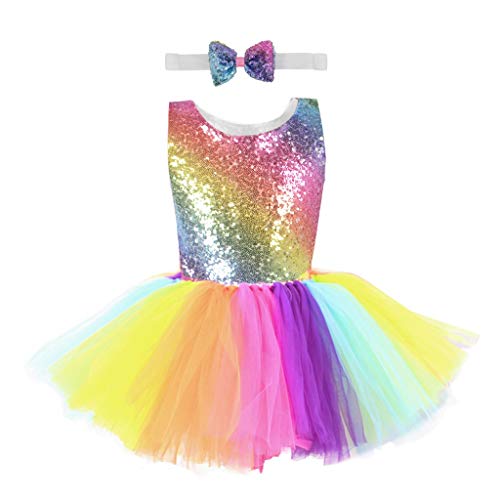 Robe à paillettes arc-en-ciel avec tutu pour fille