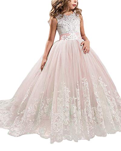 Robe princesse rose bouffante avec dentelle